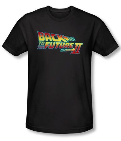 Back To The Future II Slim Fit T-shirt Logo Adult Black Tee Shirt