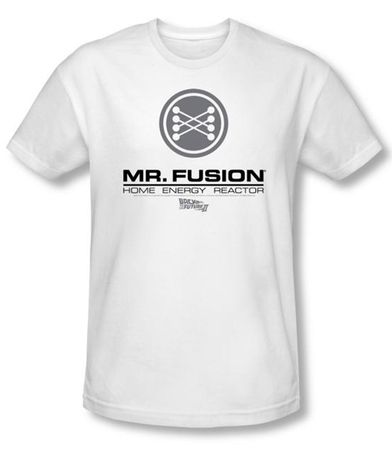 Back To The Future II Slim Fit T-shirt Mr. Fusion Logo Adult White Shirt