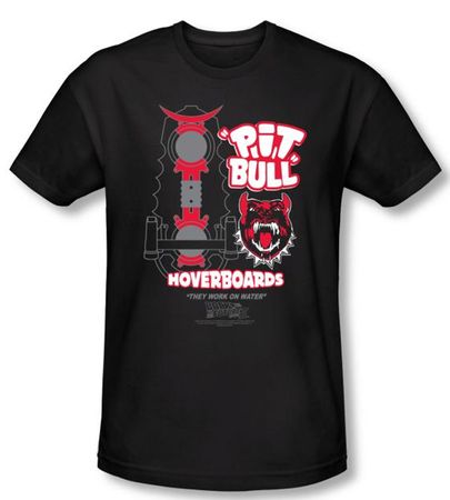 Back To The Future II Slim Fit T-shirt Pit Bull Adult Black Tee Shirt