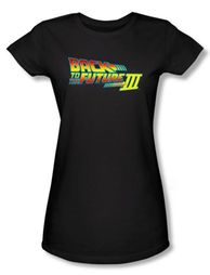 Back To The Future III Juniors T-shirt Movie Logo Black Tee Shirt
