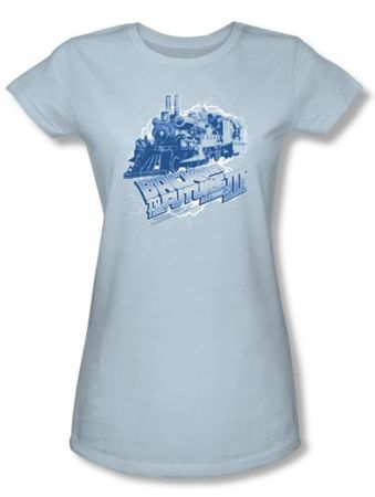 Back To The Future III Juniors T-shirt Movie Time Train Blue Shirt