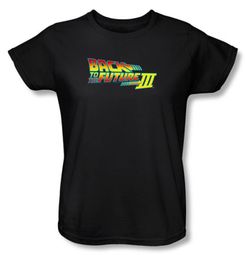 Back To The Future III Ladies T-shirt Movie Logo Black Tee Shirt