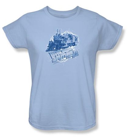 Back To The Future III Ladies T-shirt Movie Time Train Blue Tee Shirt