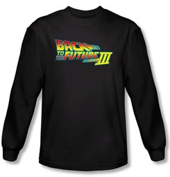 Back To The Future III Long Sleeve T-shirt Movie Logo Black Tee Shirt