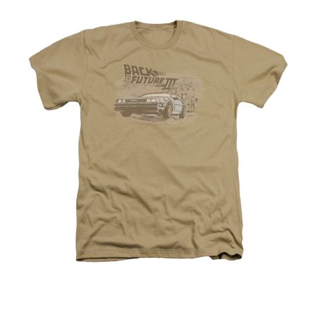 Back To The Future III Shirt Cowboys And Indians Adult Heather Sand Tee T-Shirt