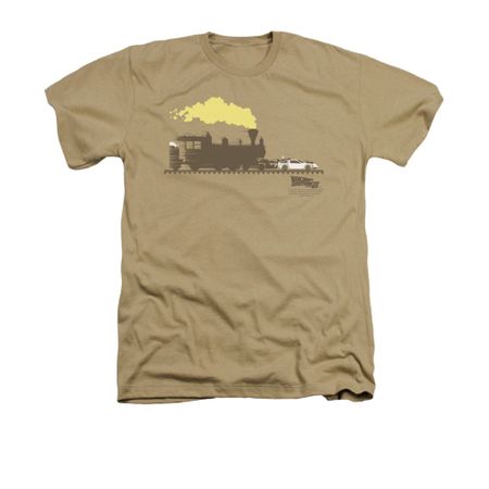 Back To The Future III Shirt Pushing The Delorean Adult Heather Sand Tee T-Shirt