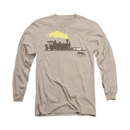 Back To The Future III Shirt Pushing The Delorean Long Sleeve Sand Tee T-Shirt