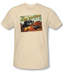 Back To The Future III Slim Fit T-shirt Hill Valley Postcard Adult Shirt