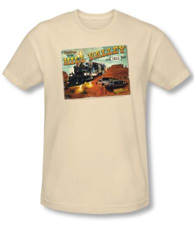 Back To The Future III Slim Fit T-shirt Hill Valley Postcard Adult Shirt