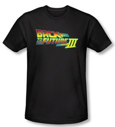 Back To The Future III Slim Fit T-shirt Logo Adult Black Tee Shirt