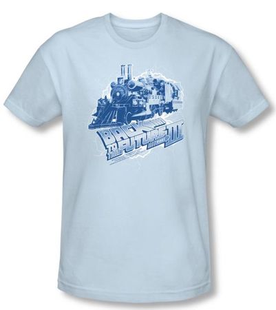 Back To The Future III Slim Fit T-shirt Time Train Blue Adult Shirt