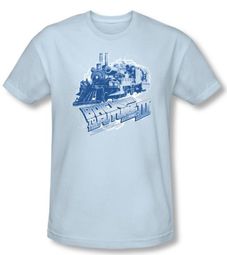 Back To The Future III Slim Fit T-shirt Time Train Blue Adult Shirt