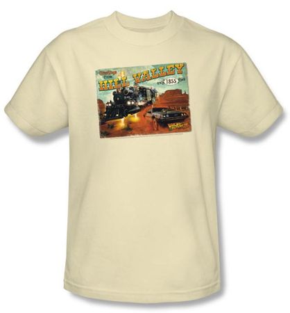 Back To The Future III T-shirt Hill Valley Postcard Adult Cream Shirt