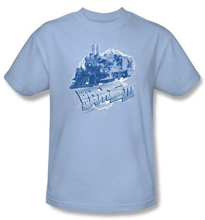 Back To The Future III T-shirt Time Train Adult Light Blue Tee Shirt
