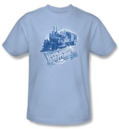 Back To The Future III T-shirt Time Train Adult Light Blue Tee Shirt