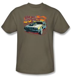 Back To The Future III T-shirt Wild West Adult Safari Green Tee Shirt