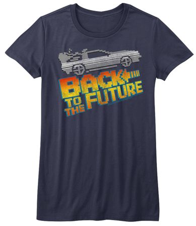 Back To The Future Juniors Shirt 8Bit DeLorian Blue Tee T-Shirt