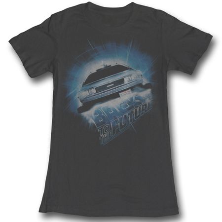 Back To The Future Juniors Shirt Outatime Charcoal Tee T-Shirt