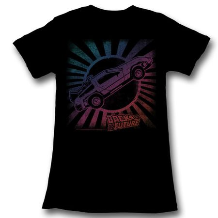 Back To The Future Juniors Shirt Rainbow Black Tee T-Shirt