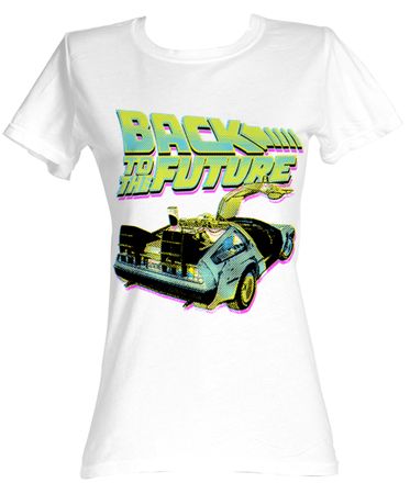 Back To The Future Juniors T-Shirt  BTF Neon White Tee Shirt