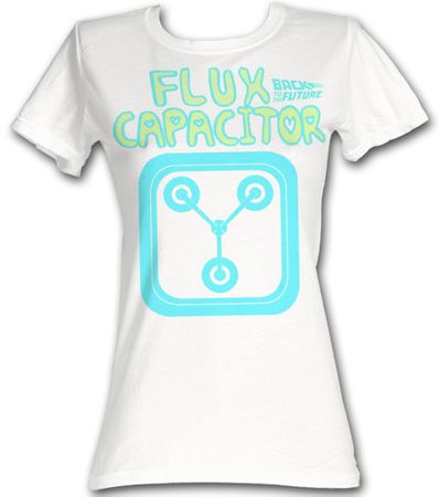 Back To The Future Juniors T-Shirt  Fun Flux White Tee Shirt