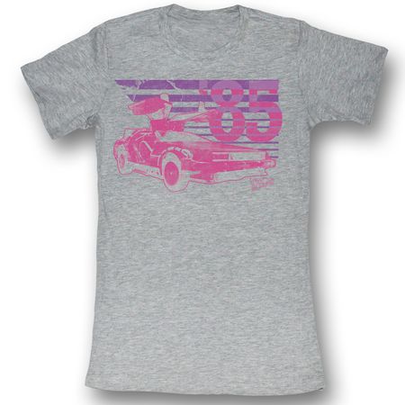 Back To The Future Juniors T-shirt Movie Car Grey Tee Shirt