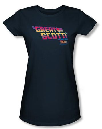 Back To The Future Juniors T-shirt Movie Great Scott Navy Tee Shirt