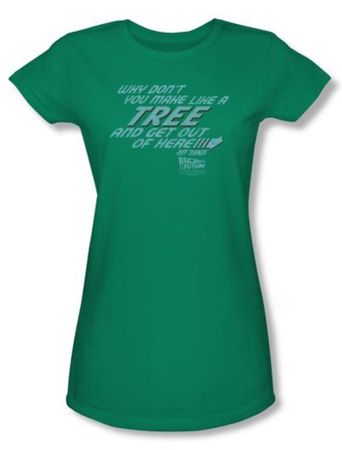 Back To The Future Juniors T-shirt Movie Make Like A Tree Green Shirt