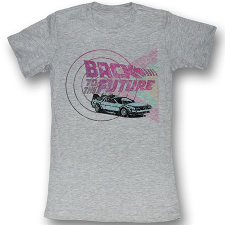 Back To The Future Juniors T-shirt Time Machine And Shapes Grey Shirt