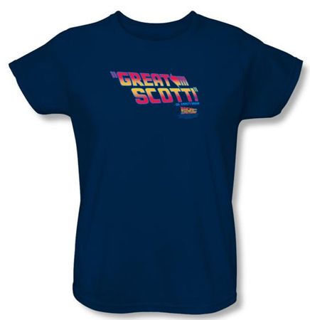 Back To The Future Ladies T-shirt Movie Great Scott Navy Tee Shirt