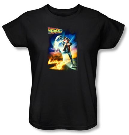 Back To The Future Ladies T-shirt Movie Poster Black Shirt