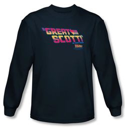 Back To The Future Long Sleeve T-shirt Movie Great Scott Navy Shirt
