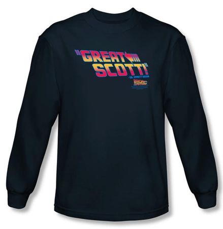 Back To The Future Long Sleeve T-shirt Movie Great Scott Navy Shirt