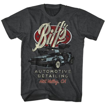 Back To The Future Shirt Biff's Automotive Detailing Charcoal T-Shirt