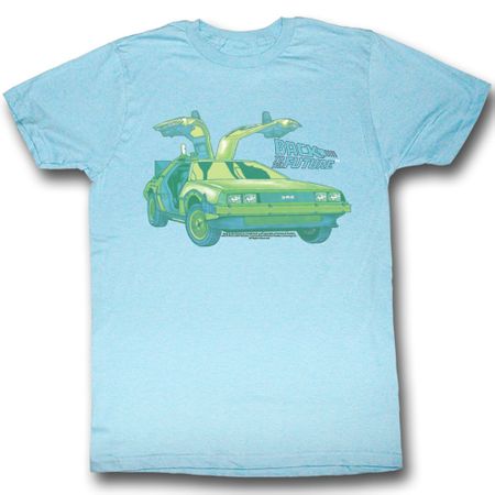 Back To The Future Shirt Delorean Chillin Adult Turquoise Tee T-Shirt