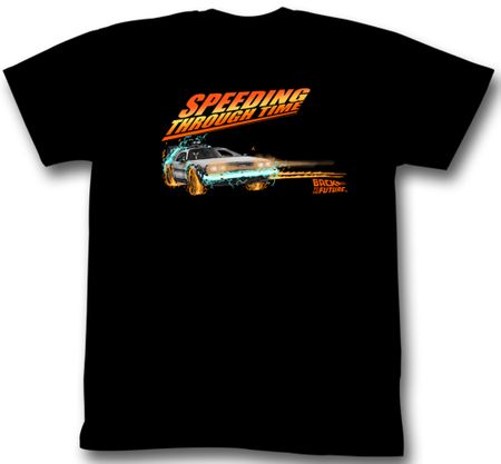 Back To The Future Shirt Speeding Through Time Adult Black Tee T-Shirt