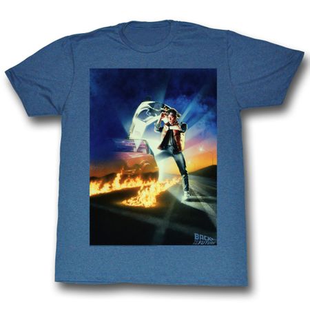 Back To The Future Shirt Go Go Go Adult Blue Tee T-Shirt