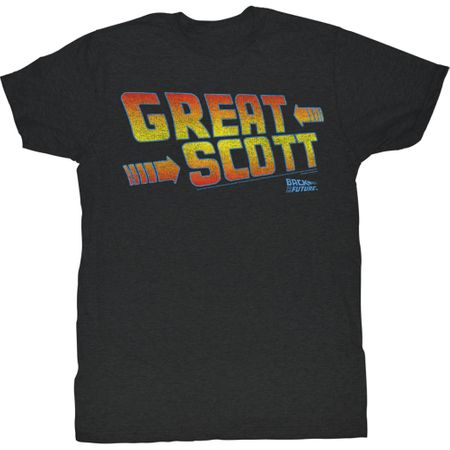 Back To The Future Shirt Great Scott Adult Black Tee T-Shirt