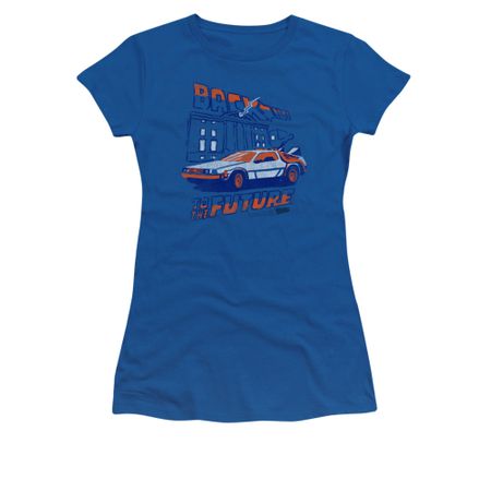 Back To The Future Shirt Juniors Lightning Strikes Royal Blue Tee T-Shirt
