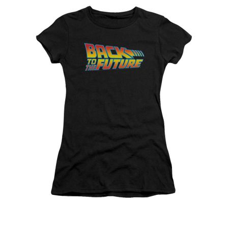 Back To The Future Shirt Juniors Logo Black Tee T-Shirt