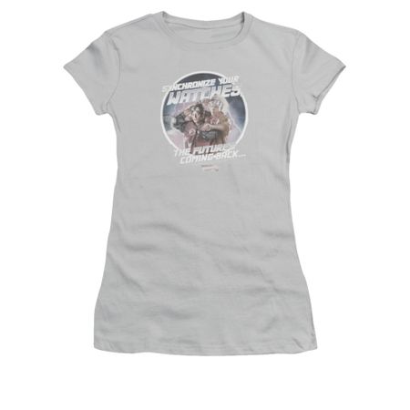 Back To The Future Shirt Juniors Synchronize Watches Silver Tee T-Shirt