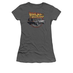 Back To The Future Shirt Juniors Time Machine Charcoal Tee T-Shirt