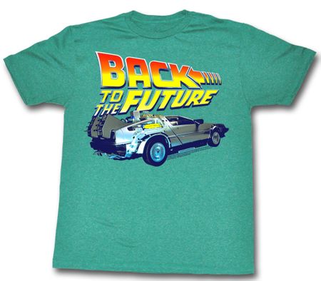 Back To The Future Shirt DeLorean Adult Green Heather Tee T-Shirt