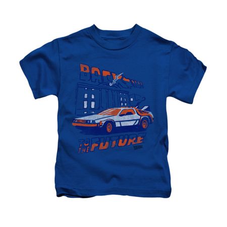 Back To The Future Shirt Kids Lightning Strikes Royal Blue Youth Tee T-Shirt