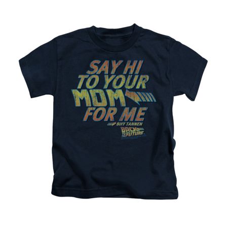 Back To The Future Shirt Kids Say Hi Navy Blue Youth Tee T-Shirt