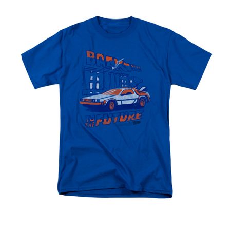 Back To The Future Shirt Lightning Strikes Adult Royal Blue Tee T-Shirt