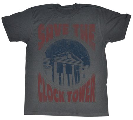 Back To The Future Shirt Saves the Day Adult Charcoal Tee T-Shirt