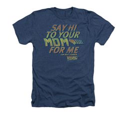 Back To The Future Shirt Say Hi Adult Heather Navy Blue Tee T-Shirt