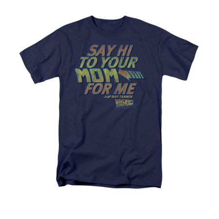 Back To The Future Shirt Say Hi Adult Navy Blue Tee T-Shirt
