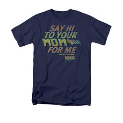 Back To The Future Shirt Say Hi Adult Navy Blue Tee T-Shirt